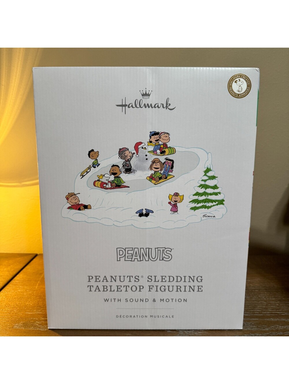 Hallmark Peanuts Sledding Musical Tabletop Figurine Motion Charlie Brown Snoopy